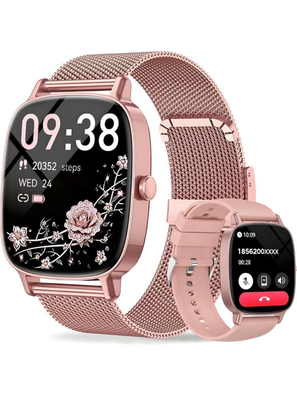 Stylish Smart Watch for Women, Fitness Tracker, Heart Rate Monitor, IP68
